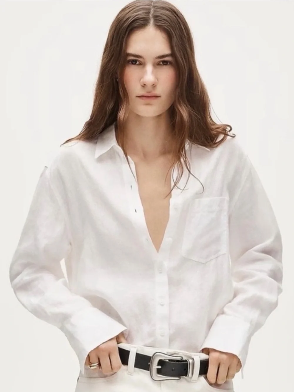 J.Crew white Irish linen, button-down shirt by Baird Mc Nutt